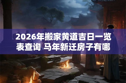 2026年搬家黄道吉日一览表查询 马年新迁房子有哪些好日子