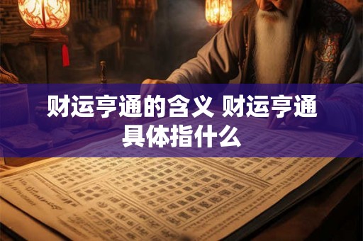 财运亨通的含义 财运亨通具体指什么
