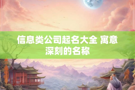 信息类公司起名大全 寓意深刻的名称