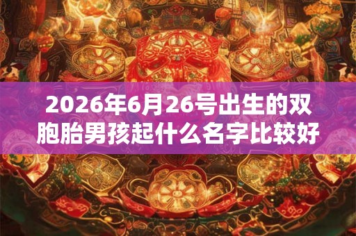 2026年6月26号出生的双胞胎男孩起什么名字比较好，五行属什么