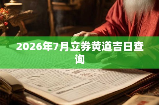 2026年7月立券黄道吉日查询