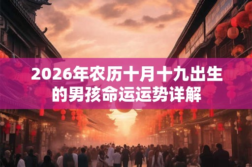 2026年农历十月十九出生的男孩命运运势详解