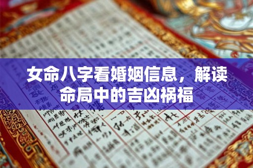 女命八字看婚姻信息，解读命局中的吉凶祸福