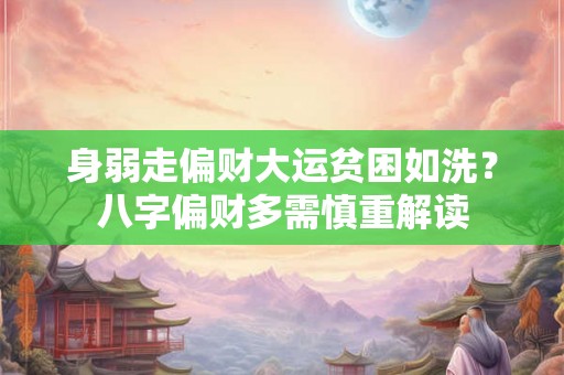 身弱走偏财大运贫困如洗？八字偏财多需慎重解读