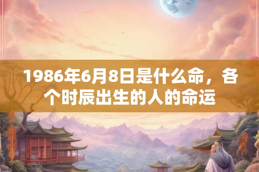 1986年6月8日是什么命，各个时辰出生的人的命运