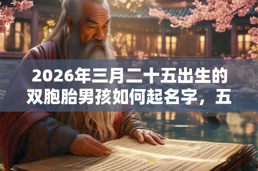 2026年三月二十五出生的双胞胎男孩如何起名字，五行属什么