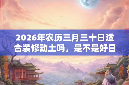 2026年农历三月三十日适合装修动土吗，是不是好日子？