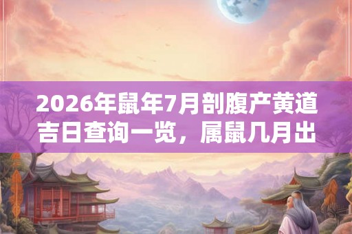 2026年鼠年7月剖腹产黄道吉日查询一览，属鼠几月出生好？