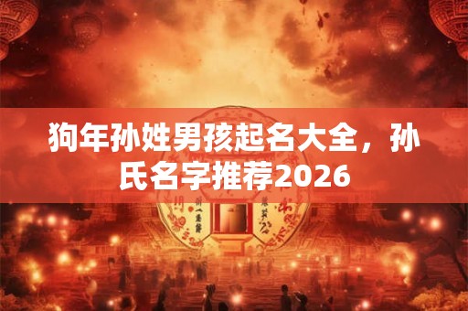 狗年孙姓男孩起名大全，孙氏名字推荐2026