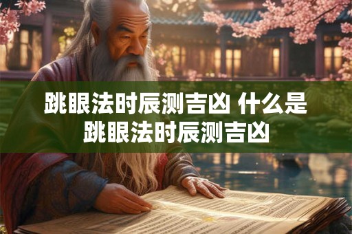 跳眼法时辰测吉凶 什么是跳眼法时辰测吉凶 跳眼法时辰测吉凶 什么是跳眼法时辰测吉凶
