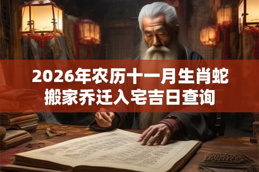 2026年农历十一月生肖蛇搬家乔迁入宅吉日查询