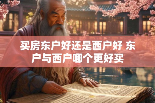 买房东户好还是西户好 东户与西户哪个更好买