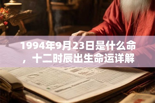 1994年9月23日是什么命，十二时辰出生命运详解