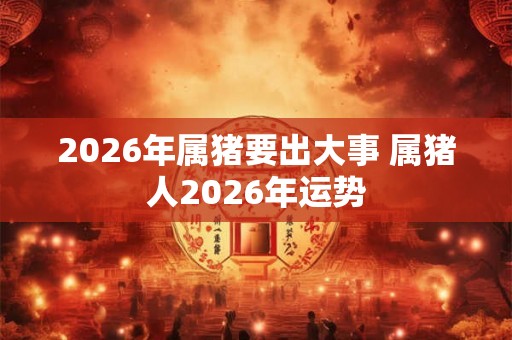 2026年属猪要出大事 属猪人2026年运势