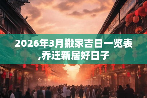 2026年3月搬家吉日一览表,乔迁新居好日子