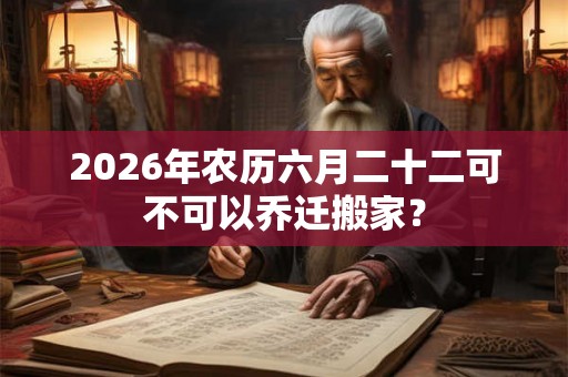 2026年农历六月二十二可不可以乔迁搬家？