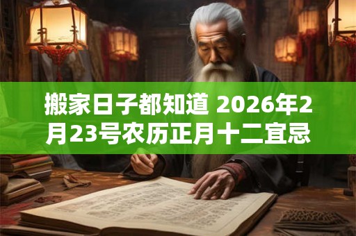 搬家日子都知道 2026年2月23号农历正月十二宜忌如何