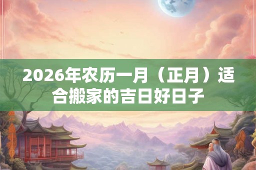 2026年农历一月（正月）适合搬家的吉日好日子
