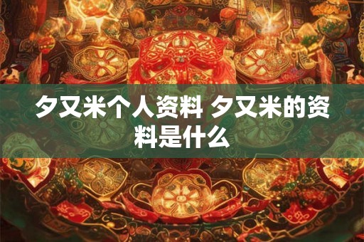夕又米个人资料 夕又米的资料是什么
