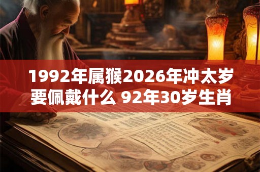1992年属猴2026年冲太岁要佩戴什么 92年30岁生肖猴犯太岁怎么化解 1992年属猴2026年冲太岁要佩戴什么 92年30岁生肖猴犯太岁怎么化解