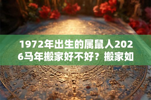 1972年出生的属鼠人2026马年搬家好不好?搬家如何选择吉日? 1972年出生的属鼠人2026马年搬家好不好?搬家如何选择吉日?