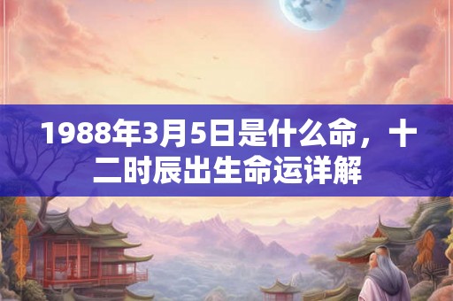 1988年3月5日是什么命，十二时辰出生命运详解