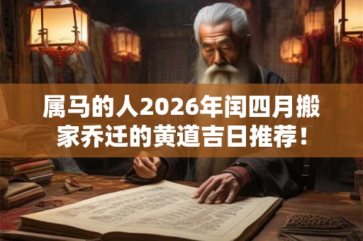属马的人2026年闰四月搬家乔迁的黄道吉日推荐！