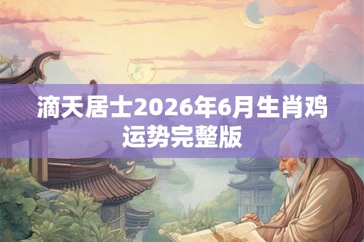 滴天居士2026年6月生肖鸡运势完整版
