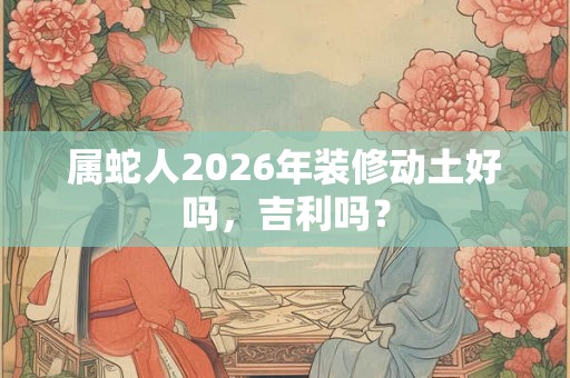 属蛇人2026年装修动土好吗，吉利吗？