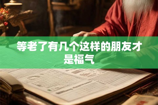 等老了有几个这样的朋友才是福气
