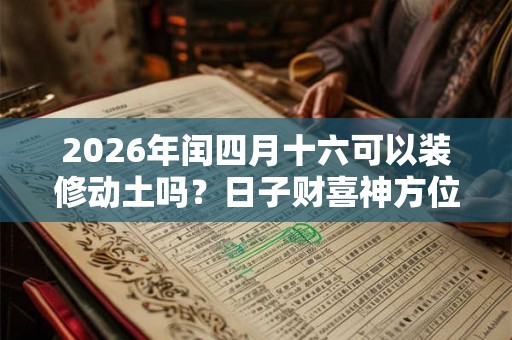 2026年闰四月十六可以装修动土吗？日子财喜神方位？