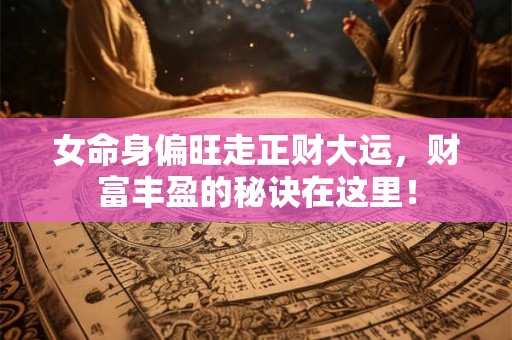女命身偏旺走正财大运，财富丰盈的秘诀在这里！