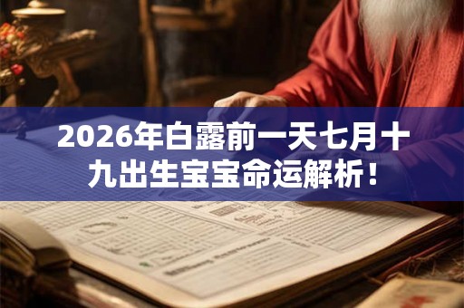 2026年白露前一天七月十九出生宝宝命运解析！