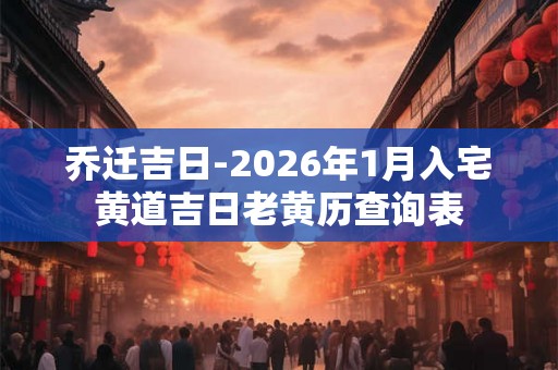 乔迁吉日-2026年1月入宅黄道吉日老黄历查询表
