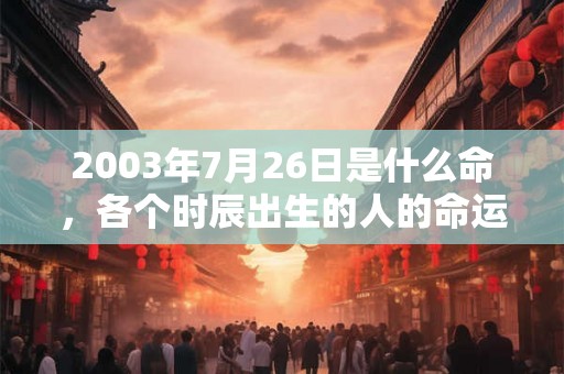 2003年7月26日是什么命，各个时辰出生的人的命运