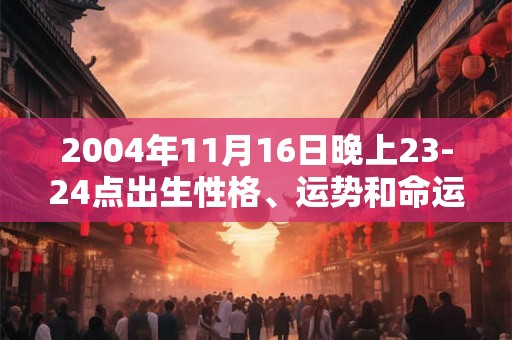 2004年11月16日晚上23-24点出生性格、运势和命运