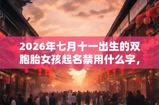 2026年七月十一出生的双胞胎女孩起名禁用什么字，五行属什么