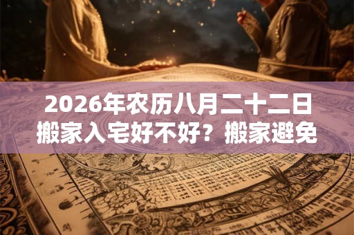 2026年农历八月二十二日搬家入宅好不好?搬家避免磕碰避免脏的技巧 2026年农历八月二十二日搬家入宅好不好?搬家避免磕碰避免脏的技巧