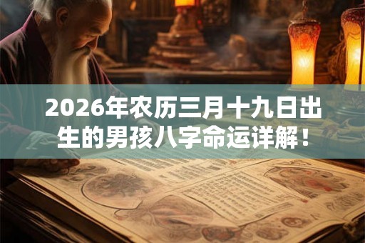 2026年农历三月十九日出生的男孩八字命运详解！