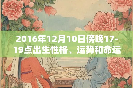 2016年12月10日傍晚17-19点出生性格、运势和命运