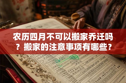 农历四月不可以搬家乔迁吗？搬家的注意事项有哪些？