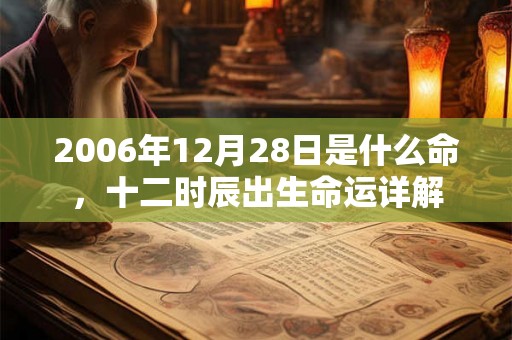 2006年12月28日是什么命，十二时辰出生命运详解