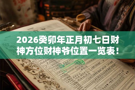 2026癸卯年正月初七日财神方位财神爷位置一览表! 2026癸卯年正月初七日财神方位财神爷位置一览表!