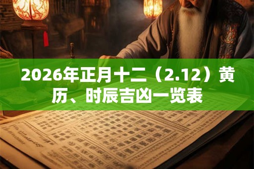 2026年正月十二（2.12）黄历、时辰吉凶一览表