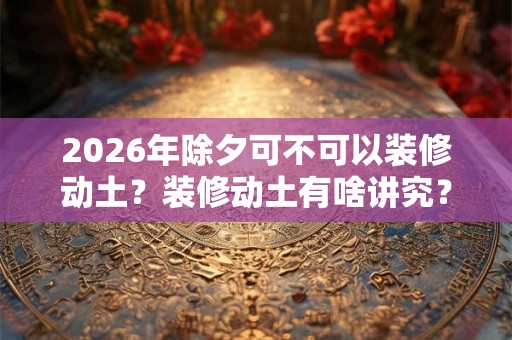2026年除夕可不可以装修动土？装修动土有啥讲究？