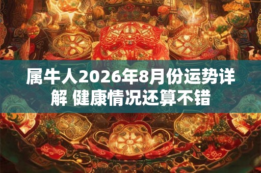 属牛人2026年8月份运势详解 健康情况还算不错
