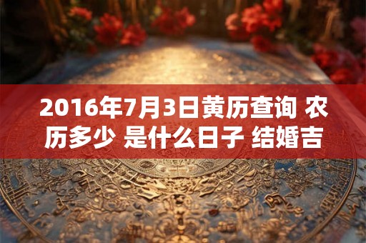 2016年7月3日黄历查询 农历多少 是什么日子 结婚吉时