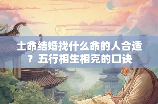 土命结婚找什么命的人合适？五行相生相克的口诀