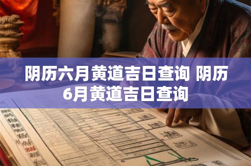 阴历六月黄道吉日查询 阴历6月黄道吉日查询
