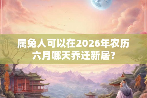 属兔人可以在2026年农历六月哪天乔迁新居？